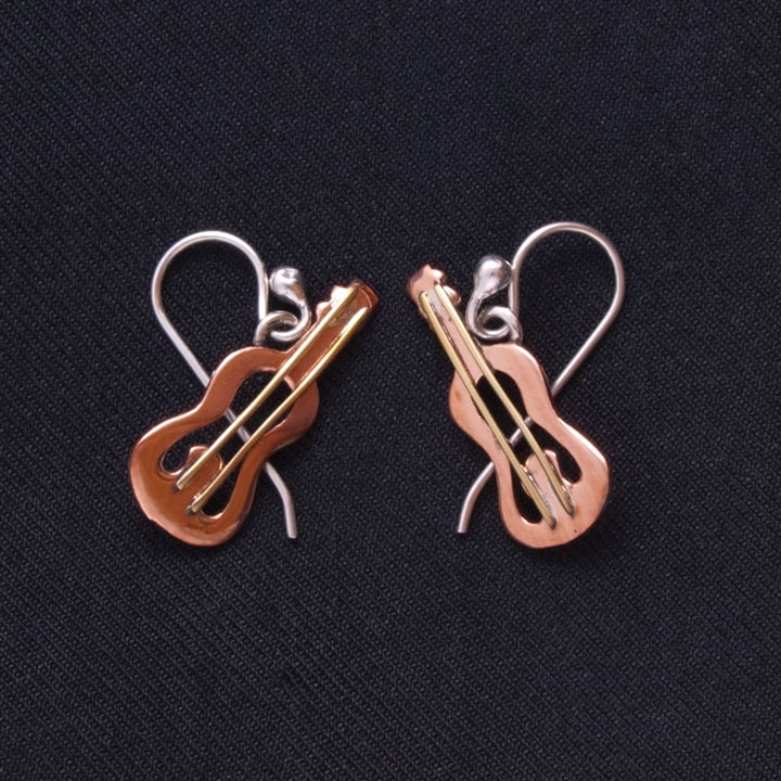 Copper Guitar Earrings