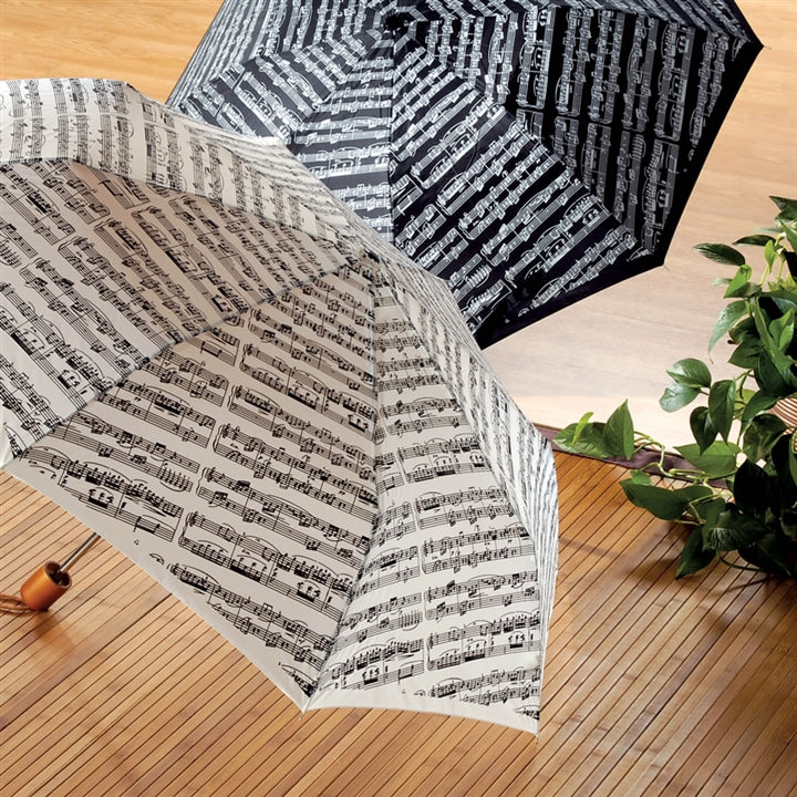 Sheet Music Black Compact Umbrella