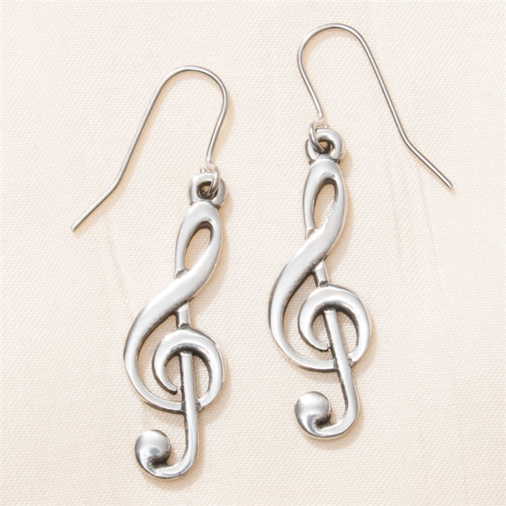 English Pewter Treble Clef Earrings