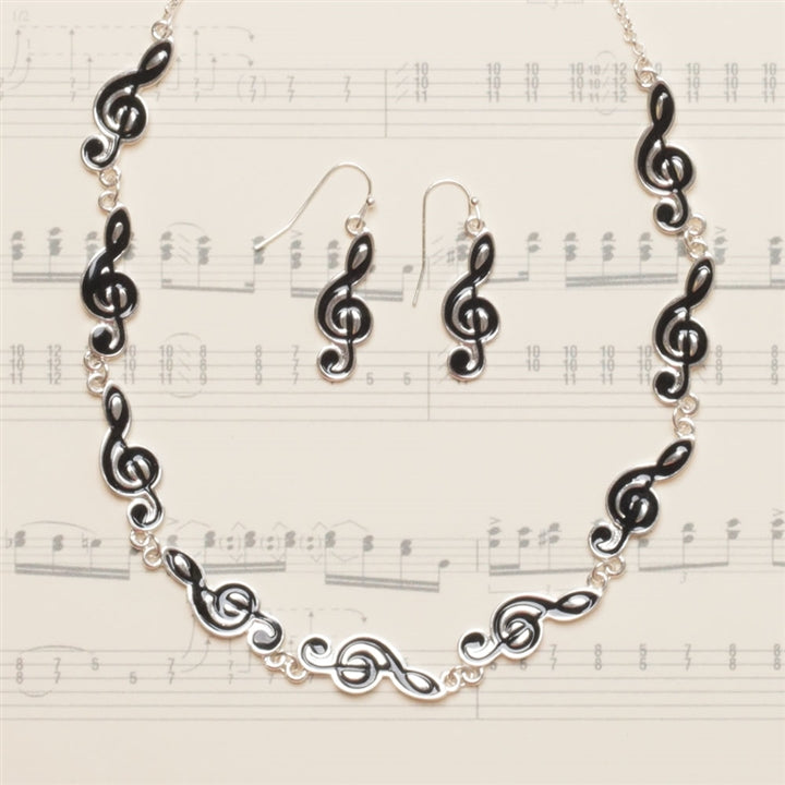 G-Clef Links Necklace & Earrings Set