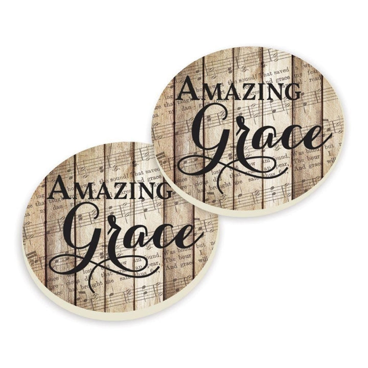 Amazing Grace Absorbent Ceramic Car Coaster Set
