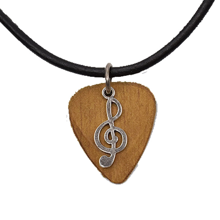 Curly Yellowheart Exotic Wood Guitar Pick Necklace