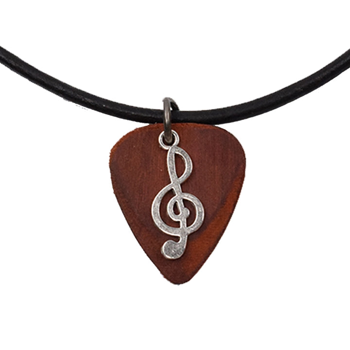 African Paduak Exotic Wood Guitar Pick Necklace