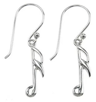 Sterling Silver Sixteenth Note Earrings