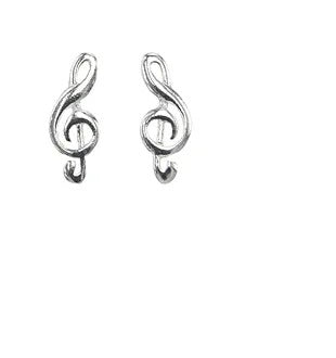 Sterling Silver G Clef Stud Earrings