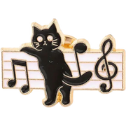 Treble Cat on Music Staff Enameled Pin