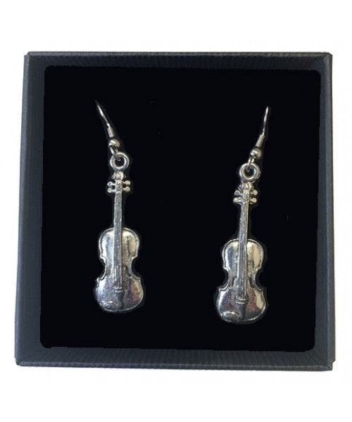 Violin Pewter Earrings