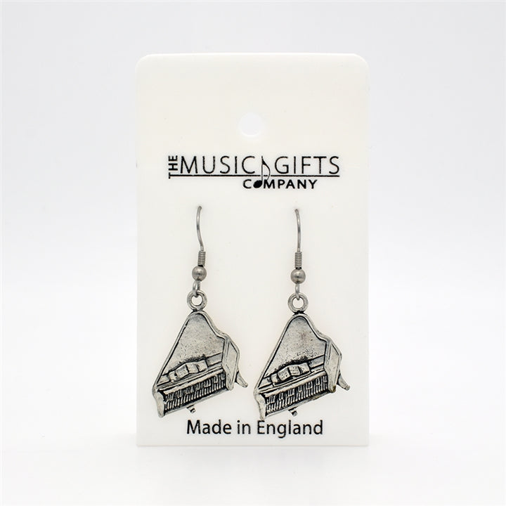 Grand Piano Pewter Earrings
