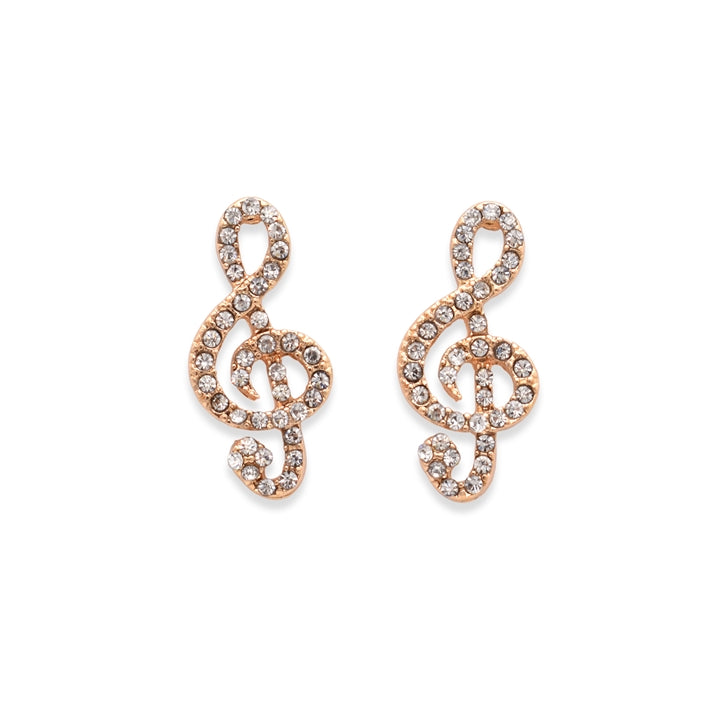 Glitz and Gold Treble Clef Post Earrings