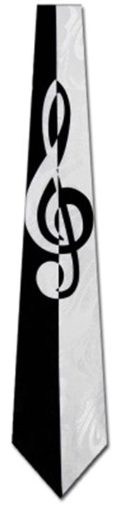 Handmade Tie - Black and White Big Clef