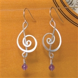 Silver &amp; Amethyst Treble Clef Earrings