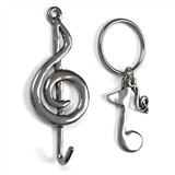 Pewter Musical Keychain and Wall Hook Set