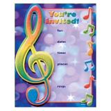 Treble Clef Party Invitations, Set of 8