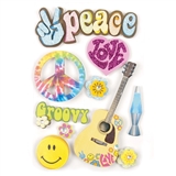 Peace & Love 3-D Stickers, Set of 10