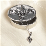 Pewter Trinket Box with Treble Clef Necklace