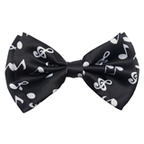 White on Black Music Notes Bow Tie