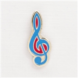 Red &amp; Blue Enamel G-Clef Pin