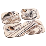 Brass Quartet Coasters Set With Stand