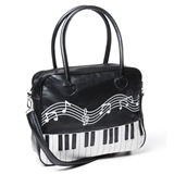 Piano Keys &amp; Embroidery Handbag