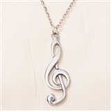 English Pewter Treble Clef Necklace