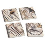 Brass Instruments Italian Tile Coasters