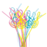 Bright Plastic G-Clef Straws 12-Pack