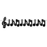 Black Foil Musical Notes and G-Clef Streamer