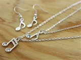 Double Chain Sparkle Notes Necklace & Earrings Set