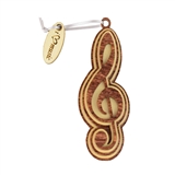 &#039;I Love Music&#039; Treble Clef Wooden Ornament