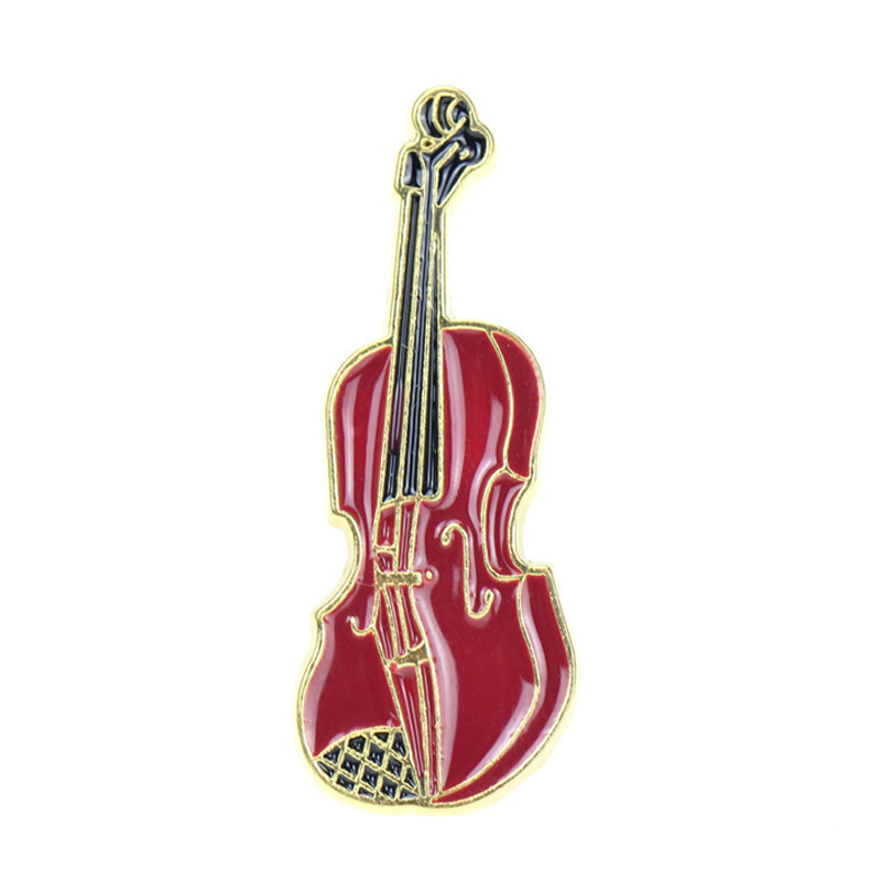 Gold Enamel Violin Lapel Pin