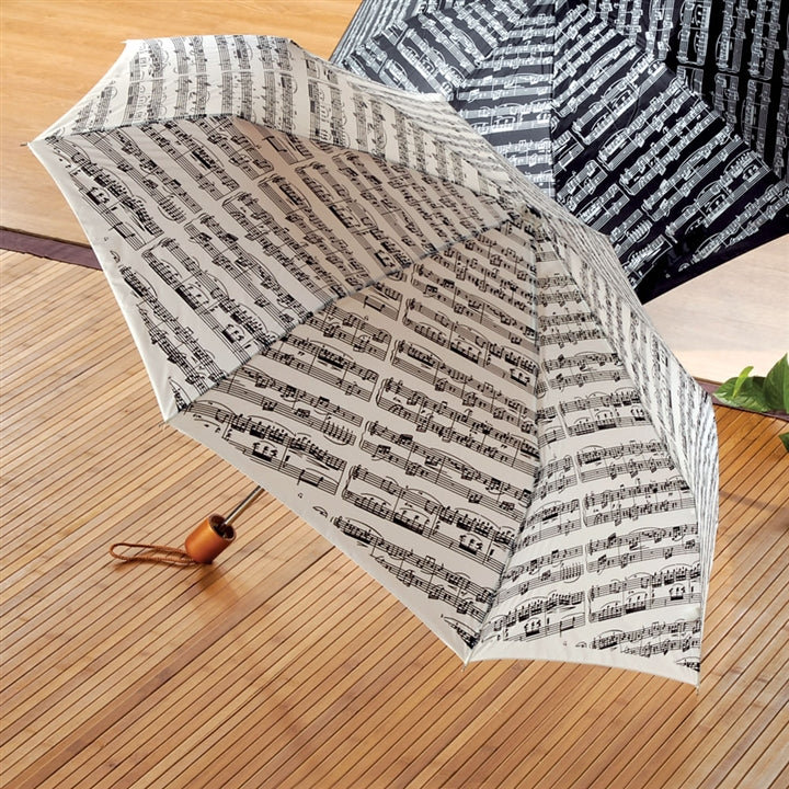 Sheet Music White Compact Umbrella