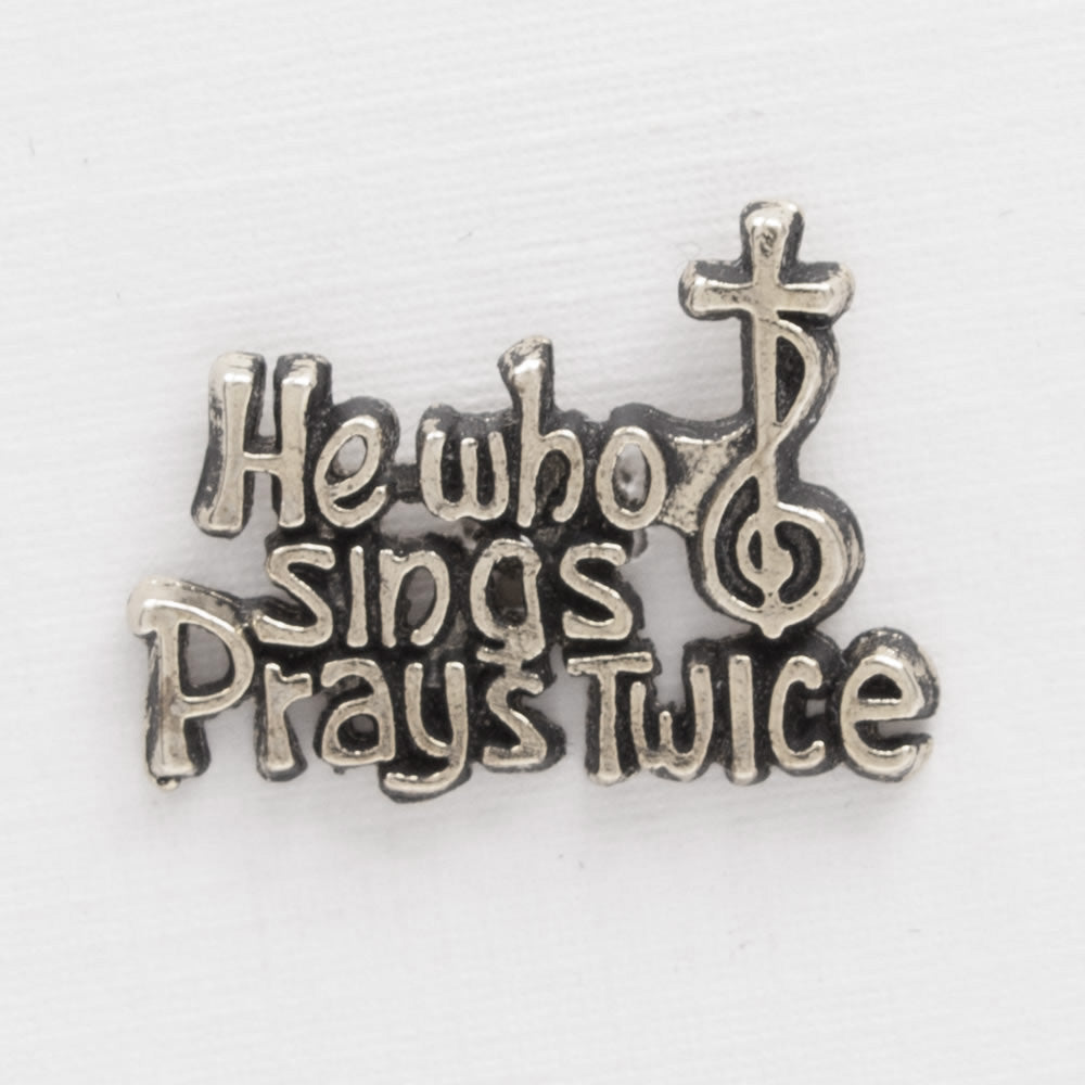 He Who Sings Prays Twice Gold Pin