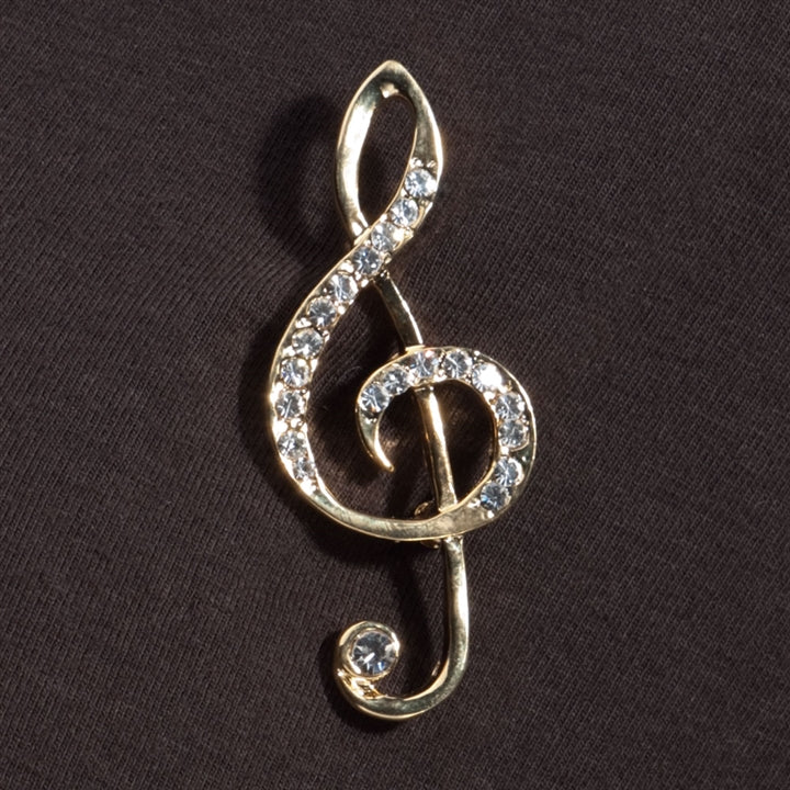 G-Clef with Crystals Pin