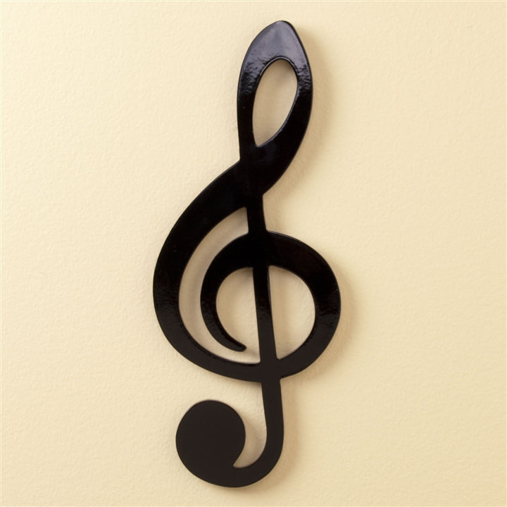 Sleek Black Treble Clef Wall Plaque