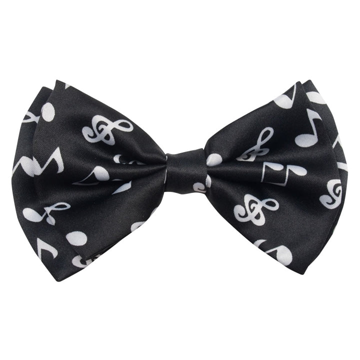 White on Black Music Notes Bow Tie