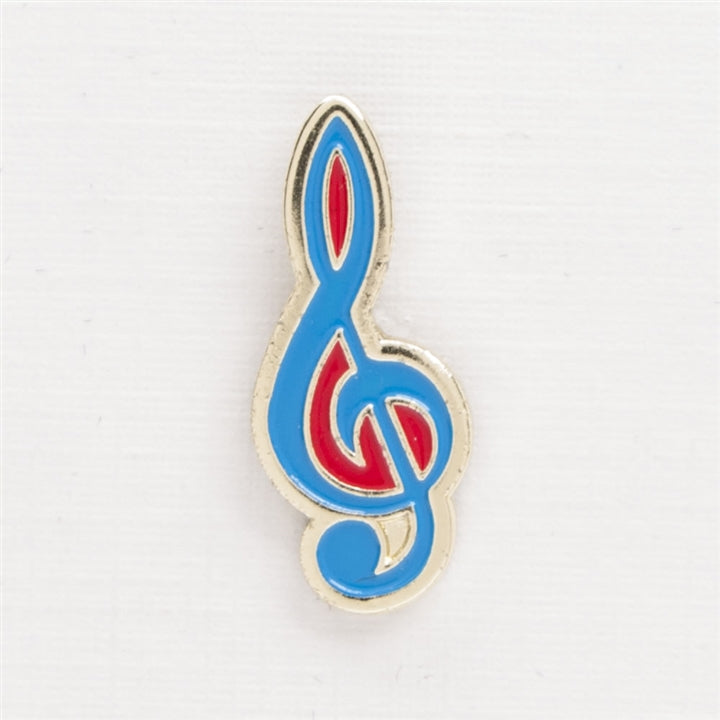Red & Blue Enamel G-Clef Pin