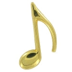 Polished Gold Music Note Lapel Pin