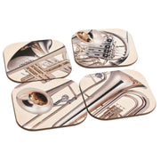 Brass Quartet Coasters Set With Stand