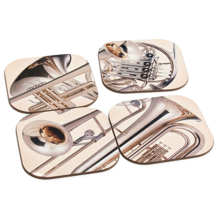 Brass Quartet Coasters Set With Stand