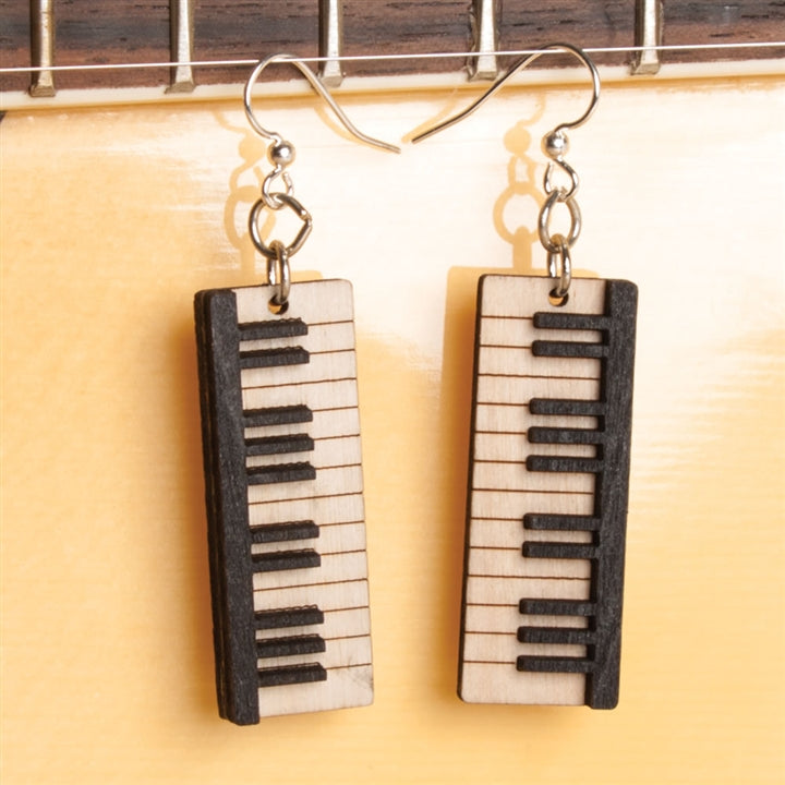 Laser-Cut Wood Piano Keys Earrings