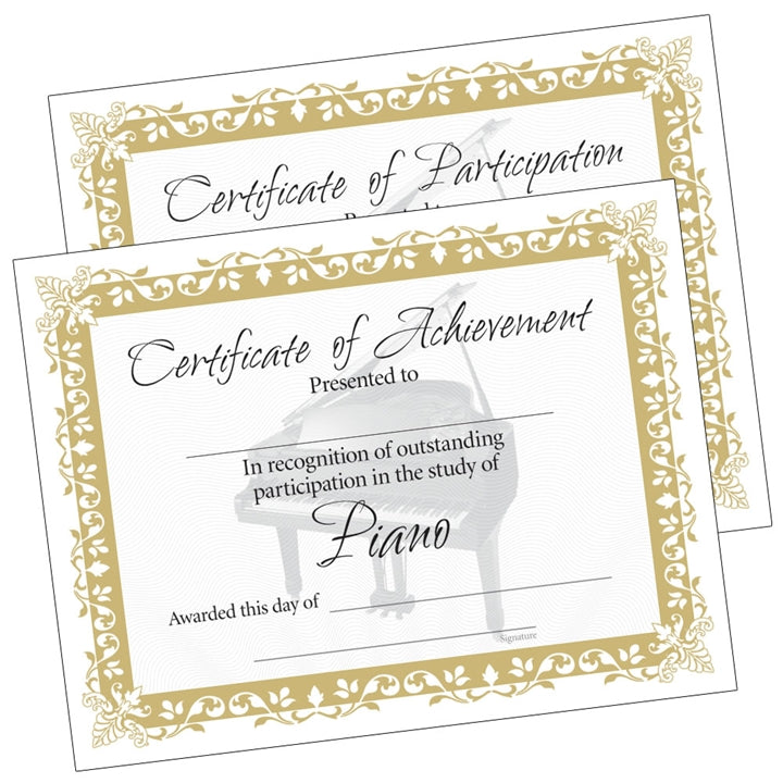 Piano Certificates, Set of 10