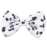 Black on White Music Notes Bow Tie