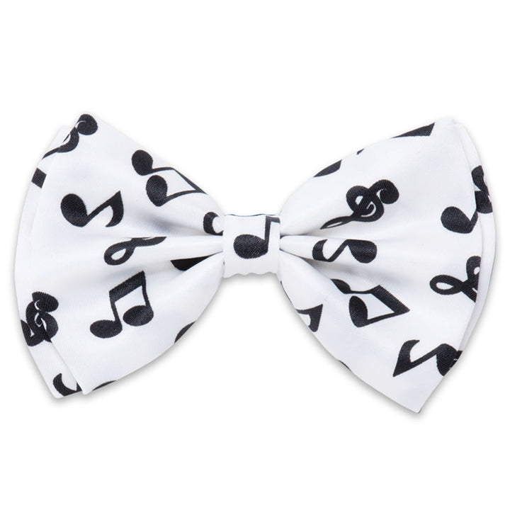 Black on White Music Notes Bow Tie