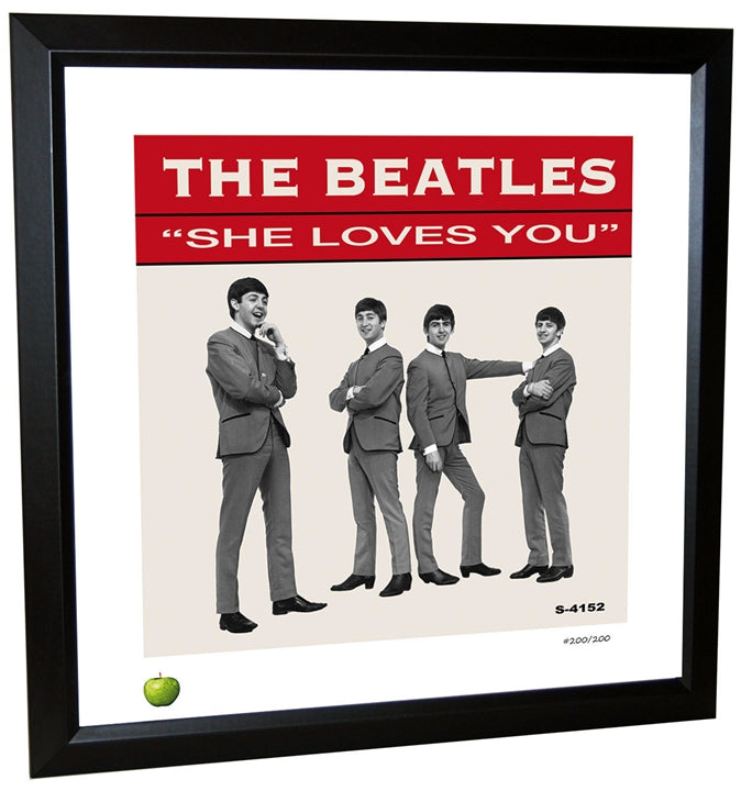 Beatles 'She Loves You' Single Framed Lithograph
