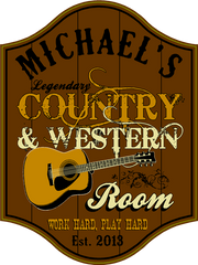 Personalized Legendary Country Western Guitar Room Sign