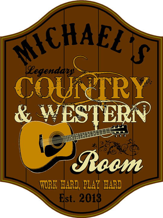 Personalized Legendary Country Western Guitar Room Sign