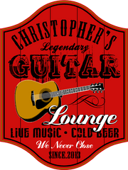 Personalized Red Guitar Lounge Sign