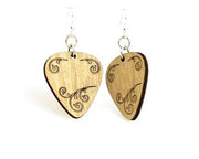 Laser-Cut Guitar Pick Wood Earrings