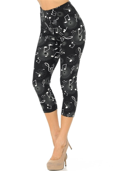 Midnight Magic Musical Notes Capri Leggings