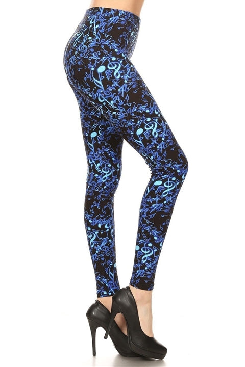 Deep Blue Ocean Musical Notes Leggings